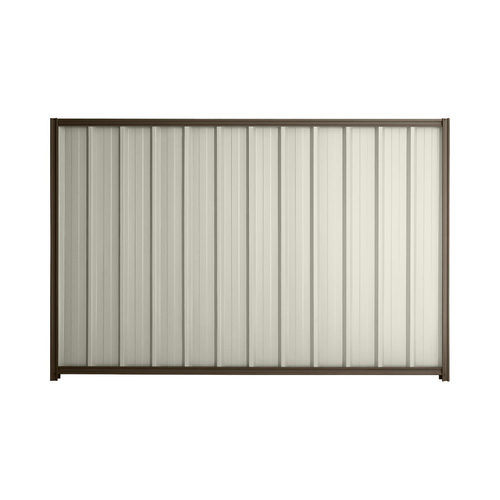 Good Neighbour® Superdek® 1800mm High Fence Panel Sheet: Off White Post/Track: Banyan Brown