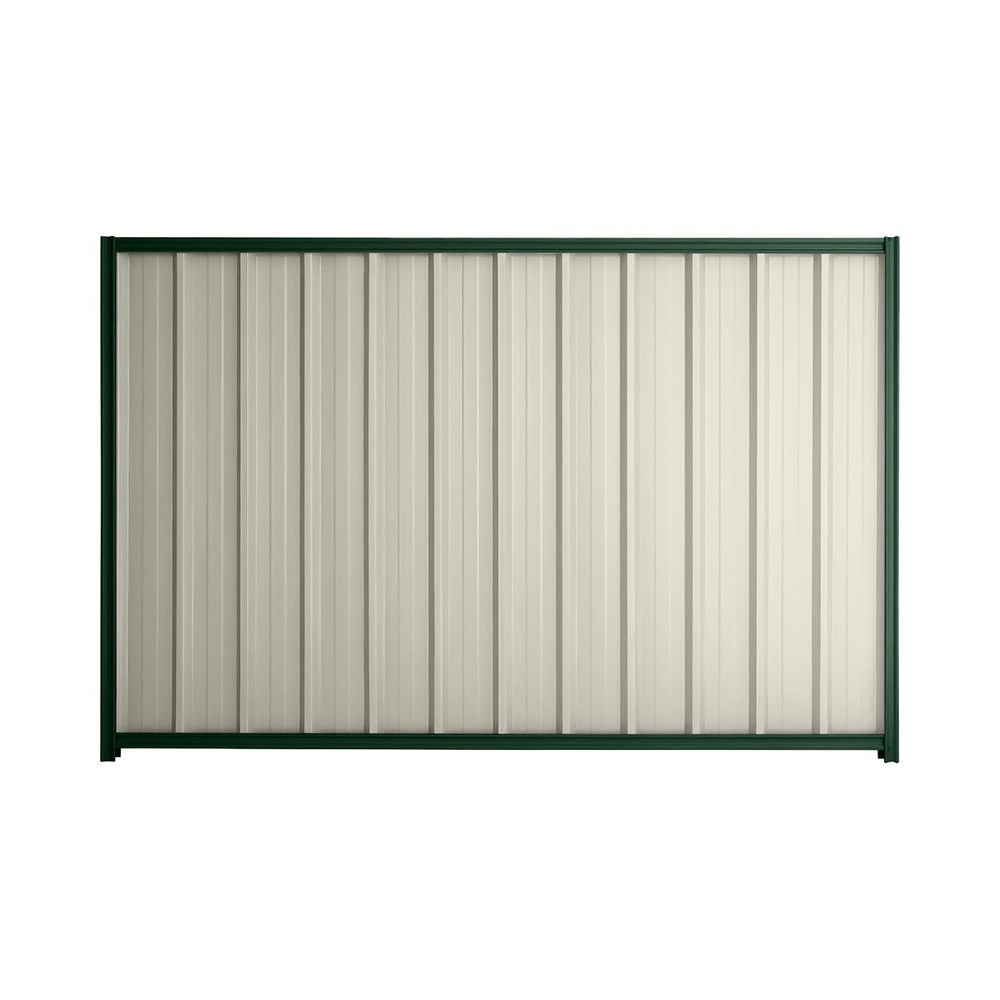 Good Neighbour® Superdek® 1800mm High Fence Panel Sheet: Off White Post/Track: Caulfield Green