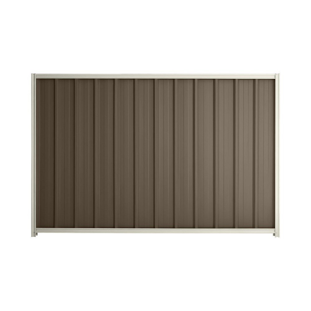 Good Neighbour® Superdek® 2100mm High Fence Panel Sheet: Banyan Brown Post/Track: Off White