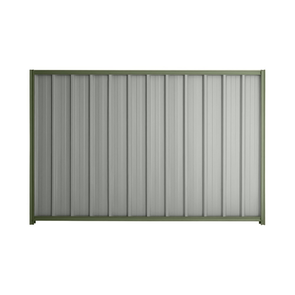 Good Neighbour® Superdek® 2100mm High Fence Panel Sheet: Gull Grey Post/Track: Mist Green
