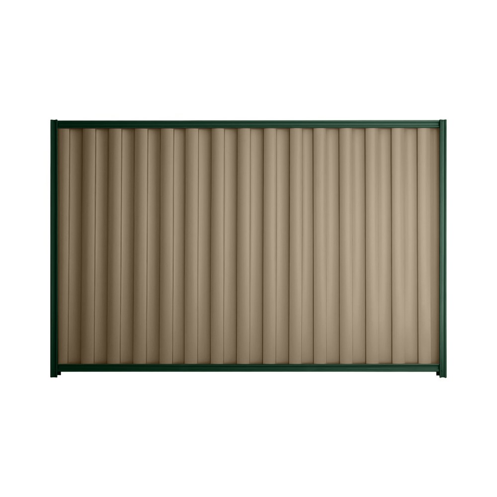 Good Neighbour® Wavelok® 1200mm High Fence Panel Sheet: Beige Post/Track: Caulfield Green