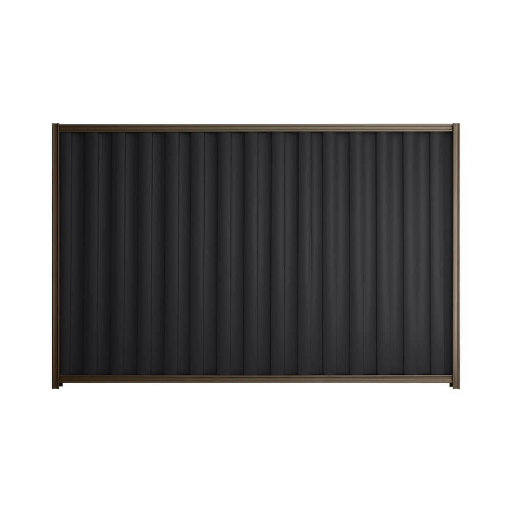 Good Neighbour® Wavelok® 1200mm High Fence Panel Sheet: Gun Metal Grey Post/Track: Banyan Brown