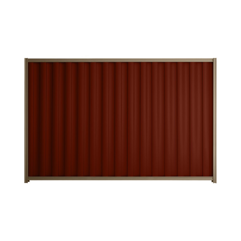Good Neighbour® Wavelok® 1200mm High Fence Panel Sheet: Heritage Red Post/Track: Beige