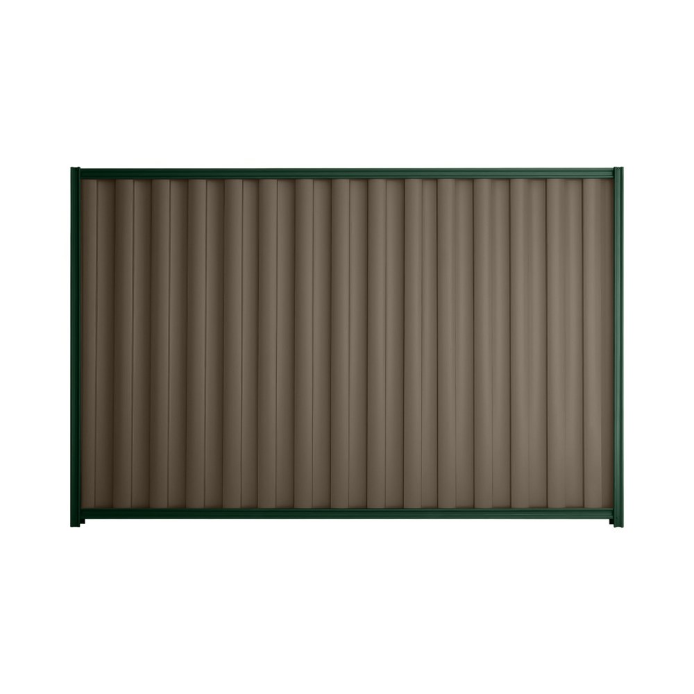 Good Neighbour® Wavelok® 1500mm High Fence Panel Sheet: Banyan Brown Post/Track: Caulfield Green