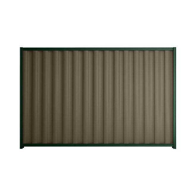 Good Neighbour® Wavelok® 1500mm High Fence Panel Sheet: Banyan Brown Post/Track: Caulfield Green