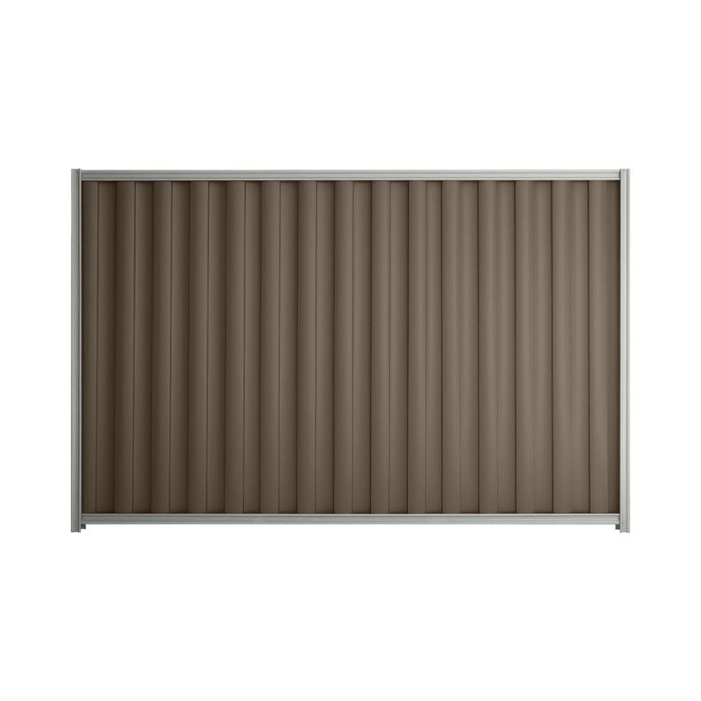 Good Neighbour® Wavelok® 1500mm High Fence Panel Sheet: Banyan Brown Post/Track: Gull Grey