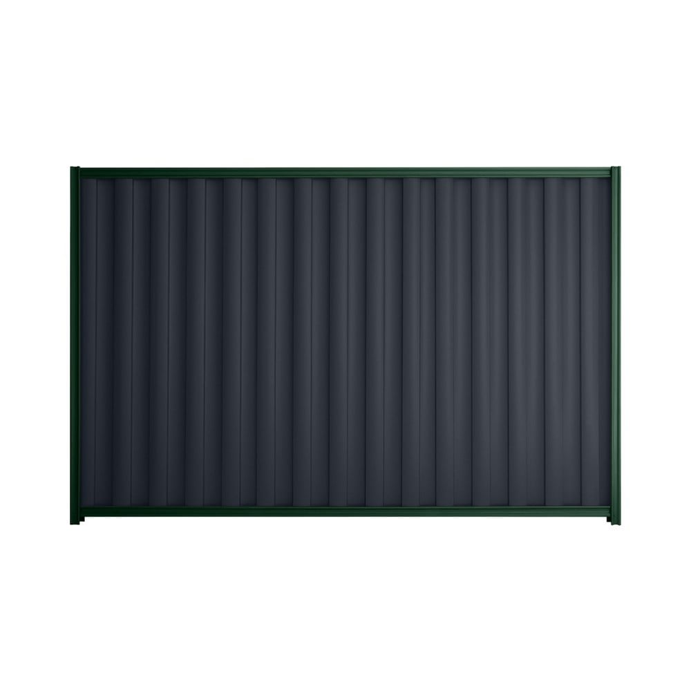 Good Neighbour® Wavelok® 1500mm High Fence Panel Sheet: Dark Stone Post/Track: Caulfield Green