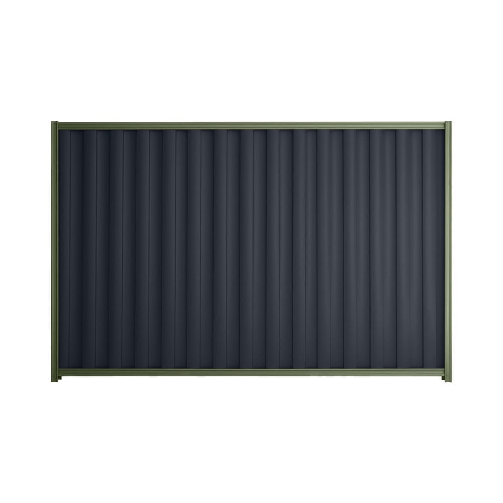 Good Neighbour® Wavelok® 1500mm High Fence Panel Sheet: Dark Stone Post/Track: Mist Green