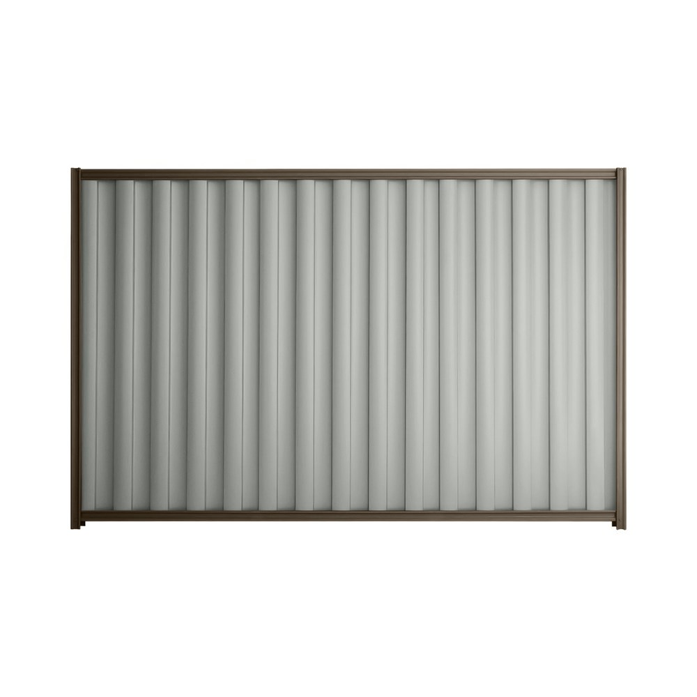 Good Neighbour® Wavelok® 1500mm High Fence Panel Sheet: Gull Grey Post/Track: Banyan Brown