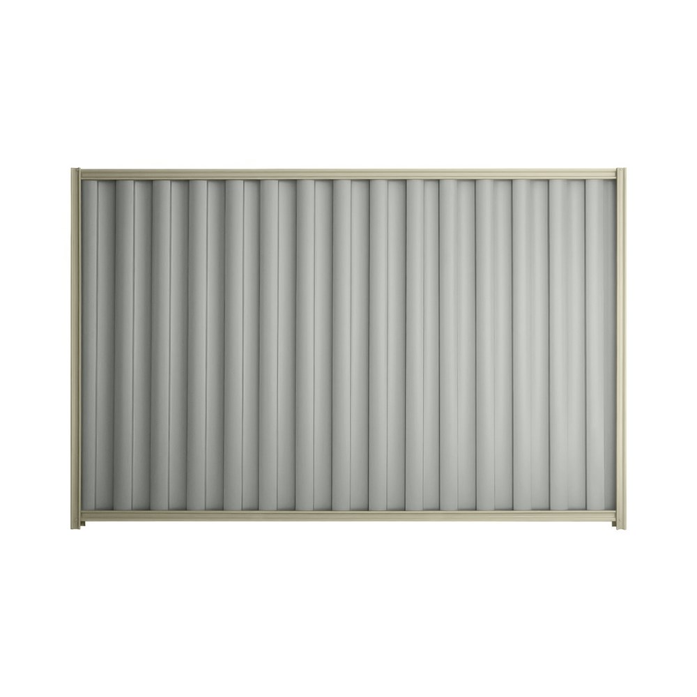 Good Neighbour® Wavelok® 1500mm High Fence Panel Sheet: Gull Grey Post/Track: Moss Vale Sand