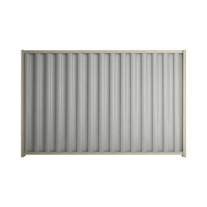Good Neighbour® Wavelok® 1500mm High Fence Panel Sheet: Gull Grey Post/Track: Moss Vale Sand