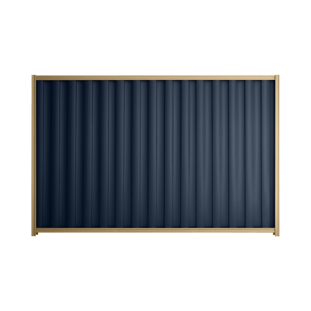 Good Neighbour® Wavelok® 1500mm High Fence Panel Sheet: Mountain Blue Post/Track: Wheat