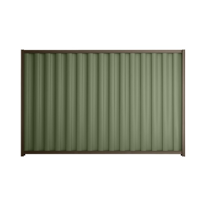 Good Neighbour® Wavelok® 1500mm High Fence Panel Sheet: Mist Green Post/Track: Banyan Brown