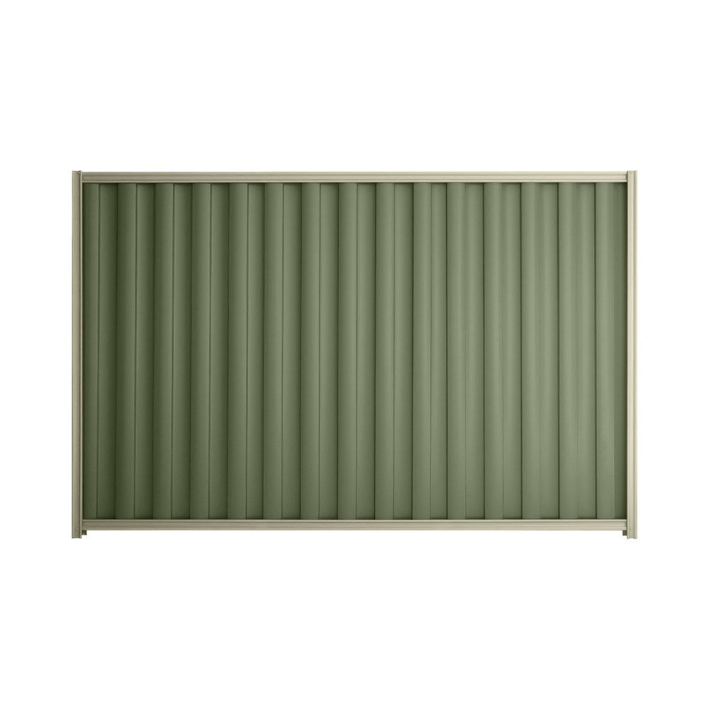 Good Neighbour® Wavelok® 1500mm High Fence Panel Sheet: Mist Green Post/Track: Moss Vale Sand
