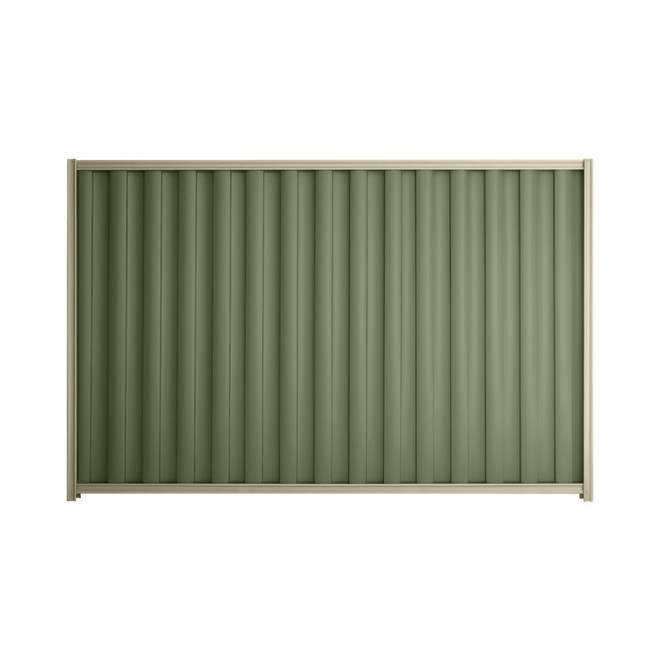 Good Neighbour® Wavelok® 1500mm High Fence Panel Sheet: Mist Green Post/Track: Moss Vale Sand