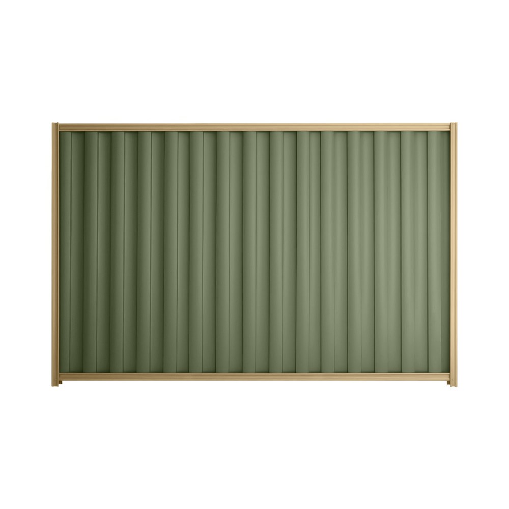 Good Neighbour® Wavelok® 1500mm High Fence Panel Sheet: Mist Green Post/Track: Wheat