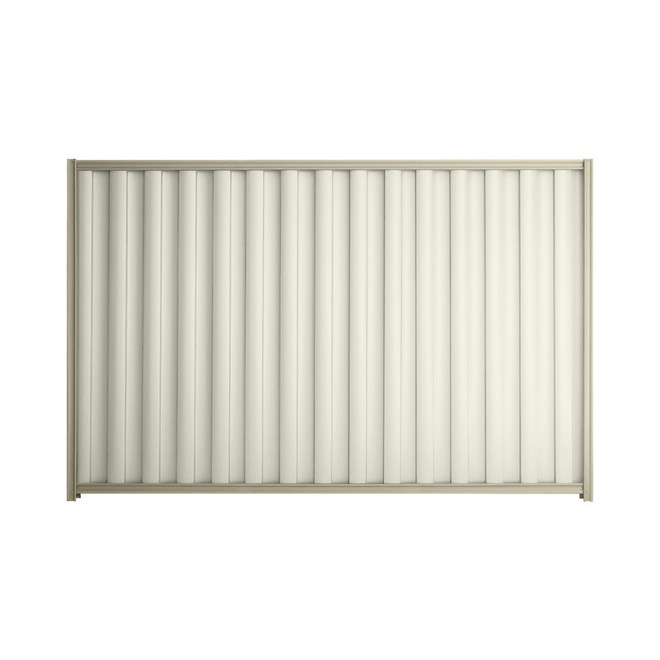 Good Neighbour® Wavelok® 1500mm High Fence Panel Sheet: Off White Post/Track: Moss Vale Sand