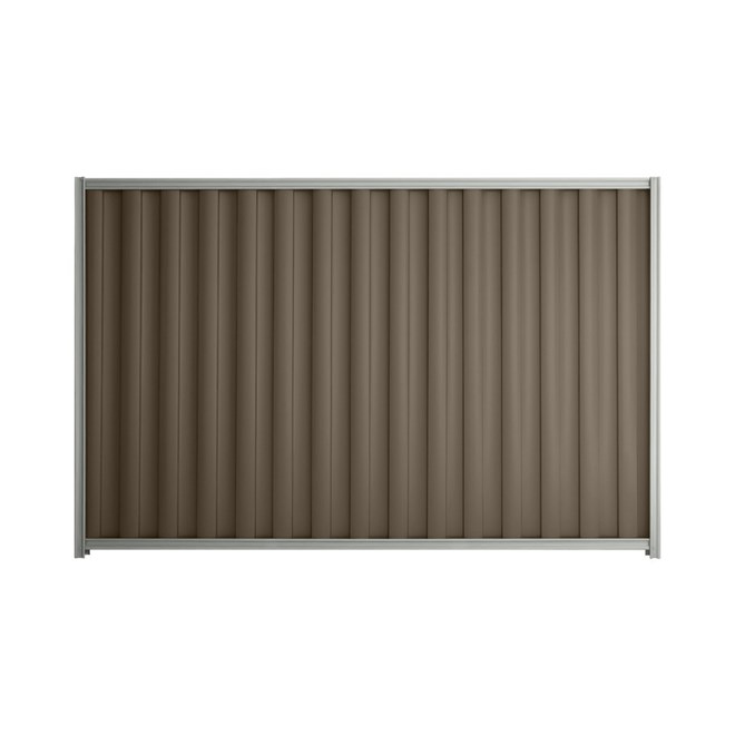 Good Neighbour® Wavelok® 1800mm High Fence Panel Sheet: Banyan Brown Post/Track: Gull Grey