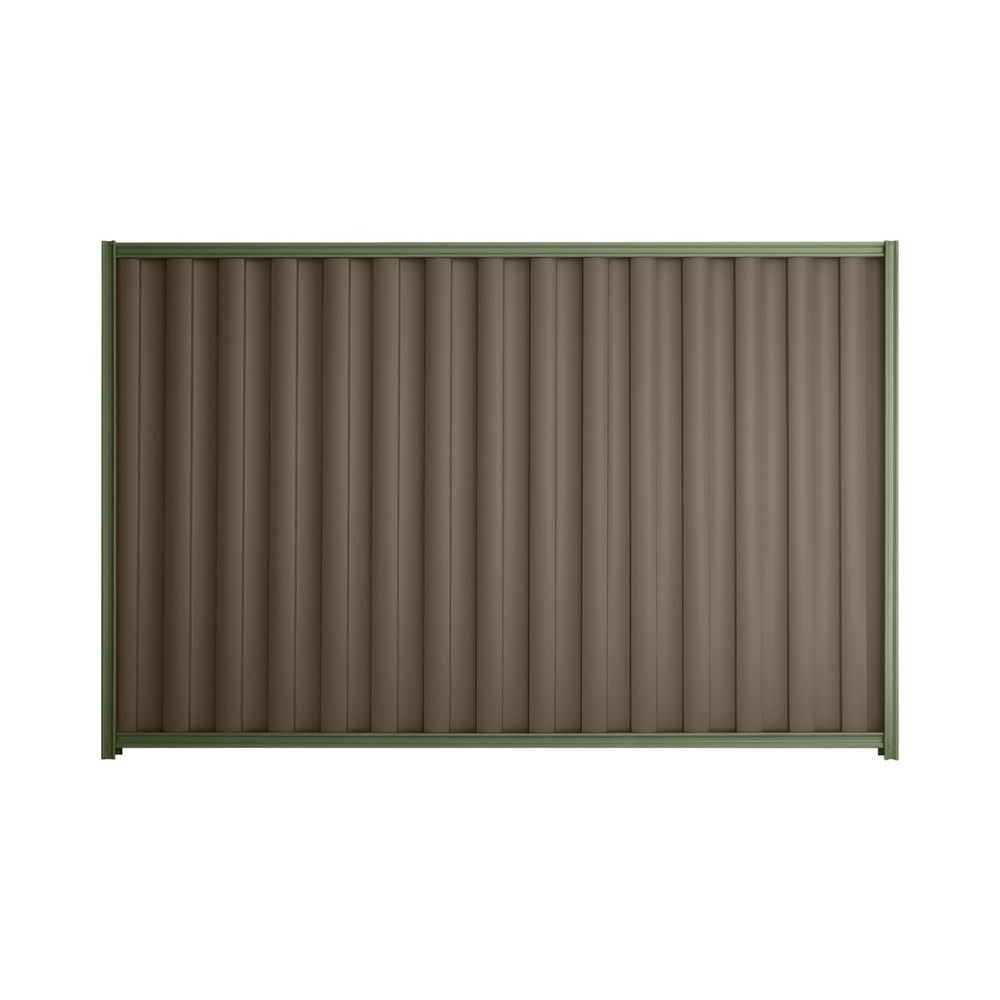 Good Neighbour® Wavelok® 1800mm High Fence Panel Sheet: Banyan Brown Post/Track: Mist Green