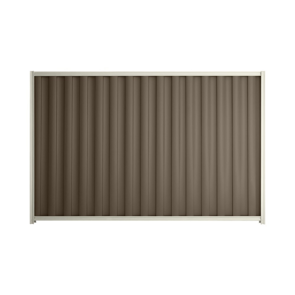 Good Neighbour® Wavelok® 1800mm High Fence Panel Sheet: Banyan Brown Post/Track: Off White