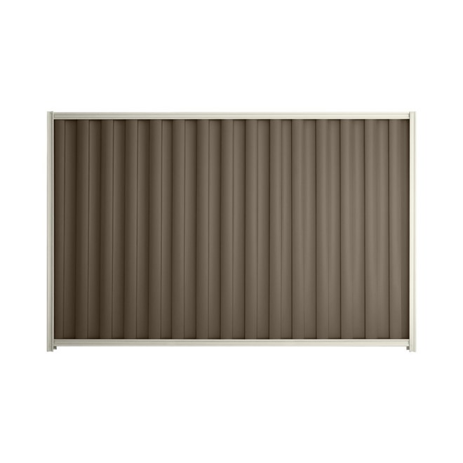Good Neighbour® Wavelok® 1800mm High Fence Panel Sheet: Banyan Brown Post/Track: Off White