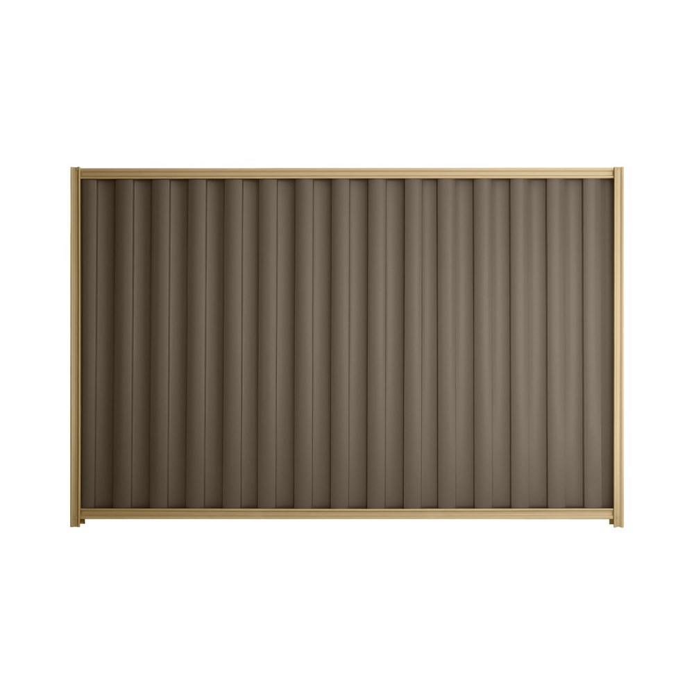 Good Neighbour® Wavelok® 1800mm High Fence Panel Sheet: Banyan Brown Post/Track: Wheat