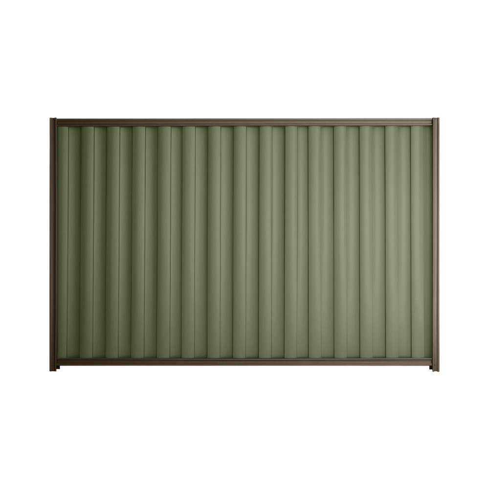 Good Neighbour® Wavelok® 1800mm High Fence Panel Sheet: Mist Green Post/Track: Banyan Brown