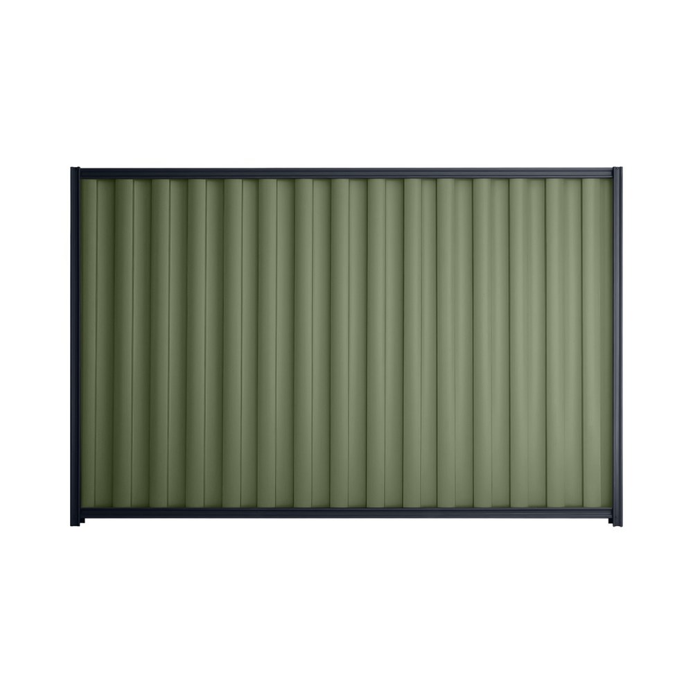 Good Neighbour® Wavelok® 1800mm High Fence Panel Sheet: Mist Green Post/Track: Dark Stone