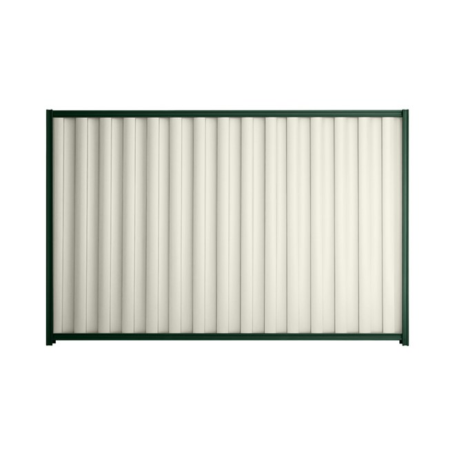 Good Neighbour® Wavelok® 1800mm High Fence Panel Sheet: Off White Post/Track: Caulfield Green