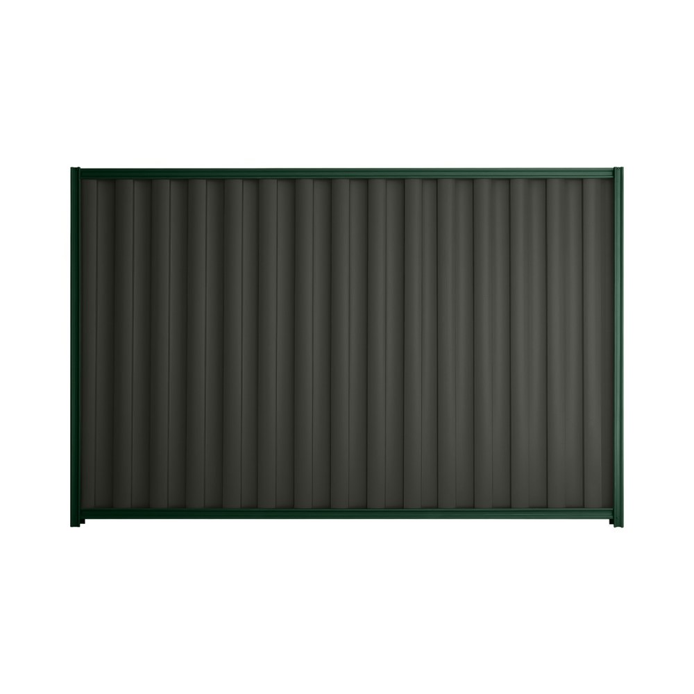 Good Neighbour® Wavelok® 1800mm High Fence Panel Sheet: Slate Grey Post/Track: Caulfield Green