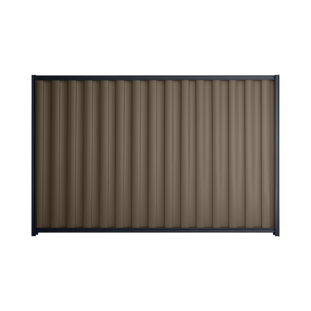 Good Neighbour® Wavelok® 2100mm High Fence Panel Sheet: Banyan Brown Post/Track: Dark Stone