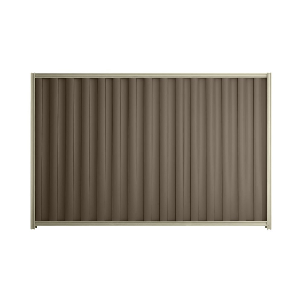 Good Neighbour® Wavelok® 2100mm High Fence Panel Sheet: Banyan Brown Post/Track: Moss Vale Sand