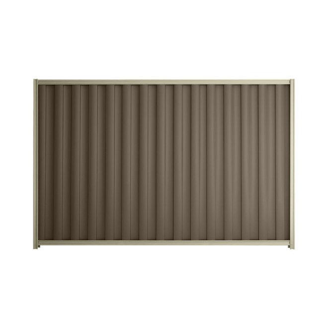 Good Neighbour® Wavelok® 2100mm High Fence Panel Sheet: Banyan Brown Post/Track: Moss Vale Sand