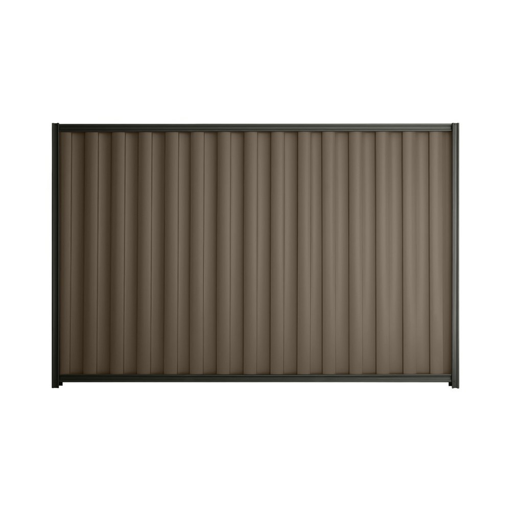 Good Neighbour® Wavelok® 2100mm High Fence Panel Sheet: Banyan Brown Post/Track: Slate Grey