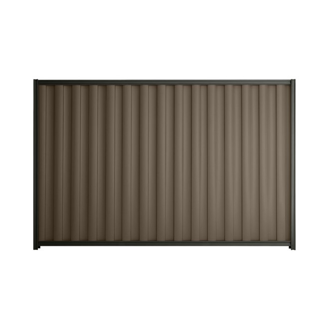 Good Neighbour® Wavelok® 2100mm High Fence Panel Sheet: Banyan Brown Post/Track: Slate Grey