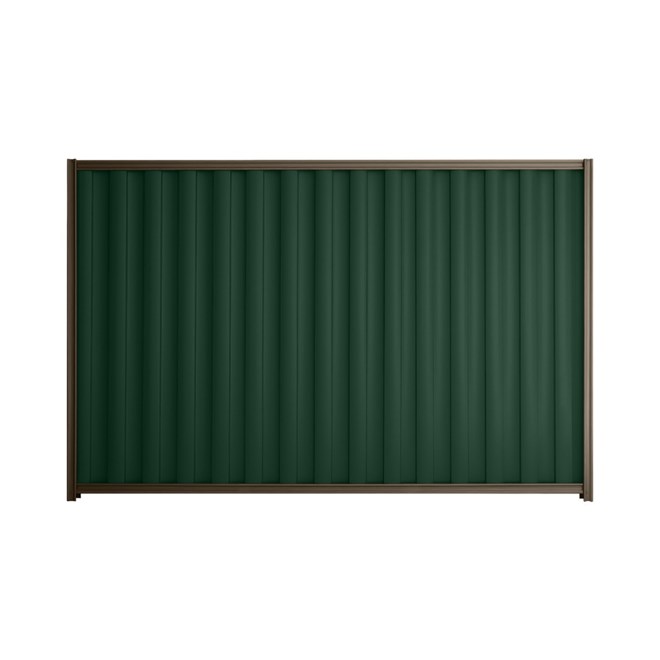 Good Neighbour® Wavelok® 2100mm High Fence Panel Sheet: Caulfield Green Post/Track: Banyan Brown