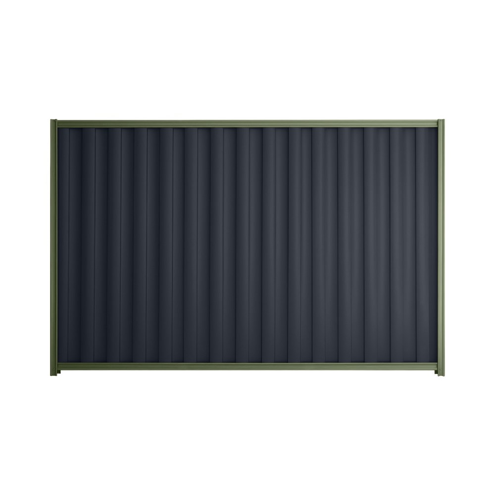 Good Neighbour® Wavelok® 2100mm High Fence Panel Sheet: Dark Stone Post/Track: Mist Green