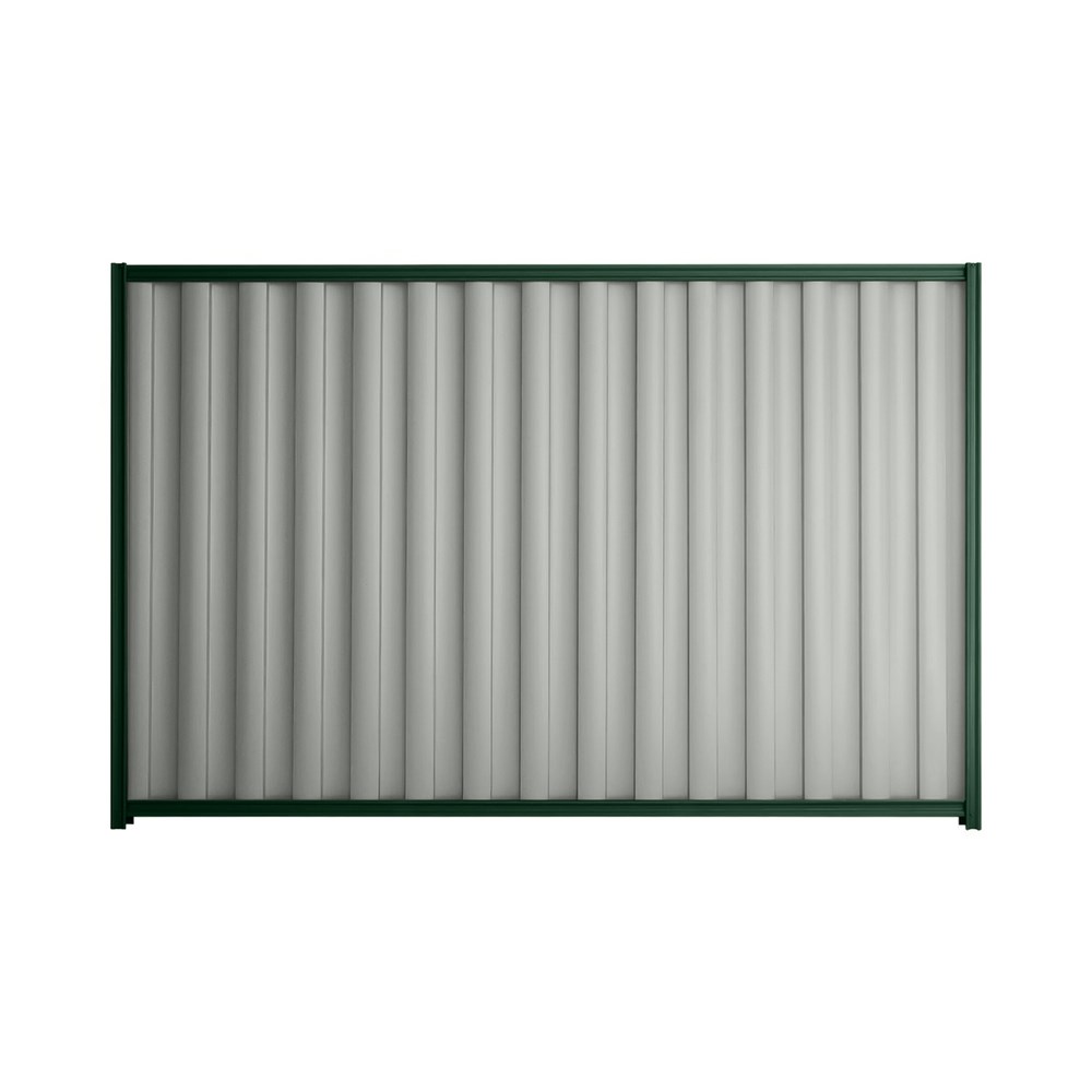 Good Neighbour® Wavelok® 2100mm High Fence Panel Sheet: Gull Grey Post/Track: Caulfield Green