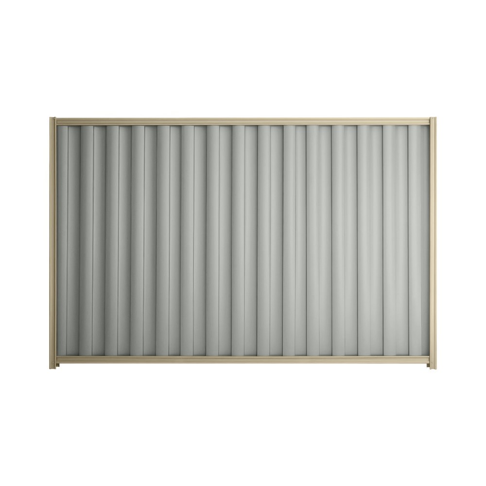 Good Neighbour® Wavelok® 2100mm High Fence Panel Sheet: Gull Grey Post/Track: Merino