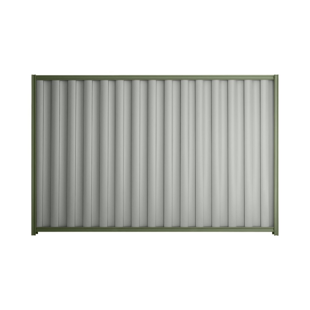 Good Neighbour® Wavelok® 2100mm High Fence Panel Sheet: Gull Grey Post/Track: Mist Green