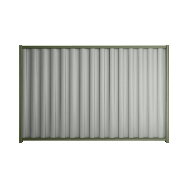 Good Neighbour® Wavelok® 2100mm High Fence Panel Sheet: Gull Grey Post/Track: Mist Green
