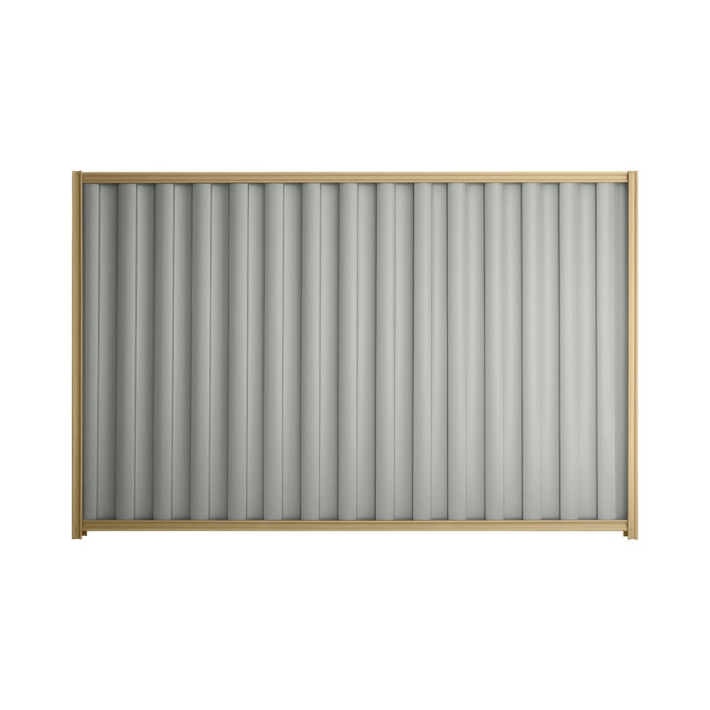 Good Neighbour® Wavelok® 2100mm High Fence Panel Sheet: Gull Grey Post/Track: Wheat