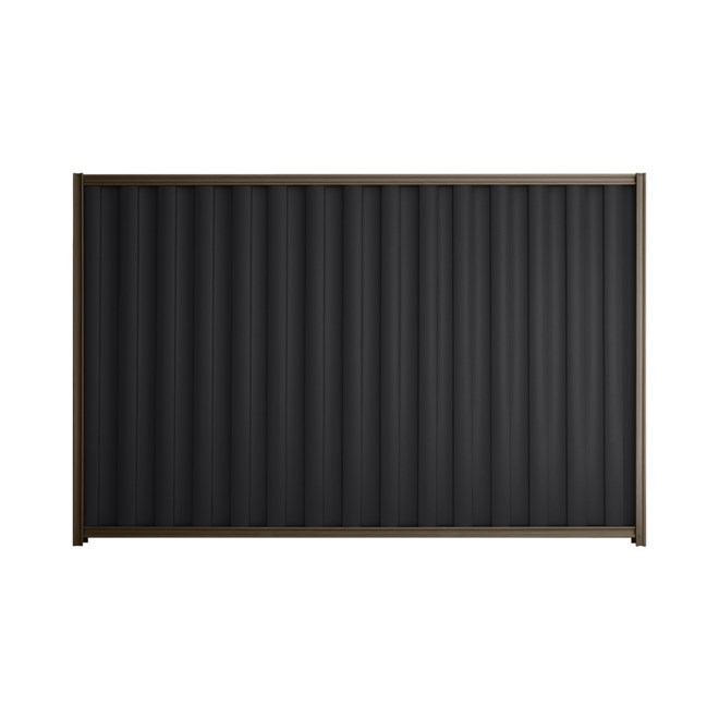 Good Neighbour® Wavelok® 2100mm High Fence Panel Sheet: Gun Metal Grey Post/Track: Banyan Brown