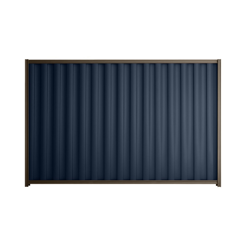 Good Neighbour® Wavelok® 2100mm High Fence Panel Sheet: Mountain Blue Post/Track: Banyan Brown