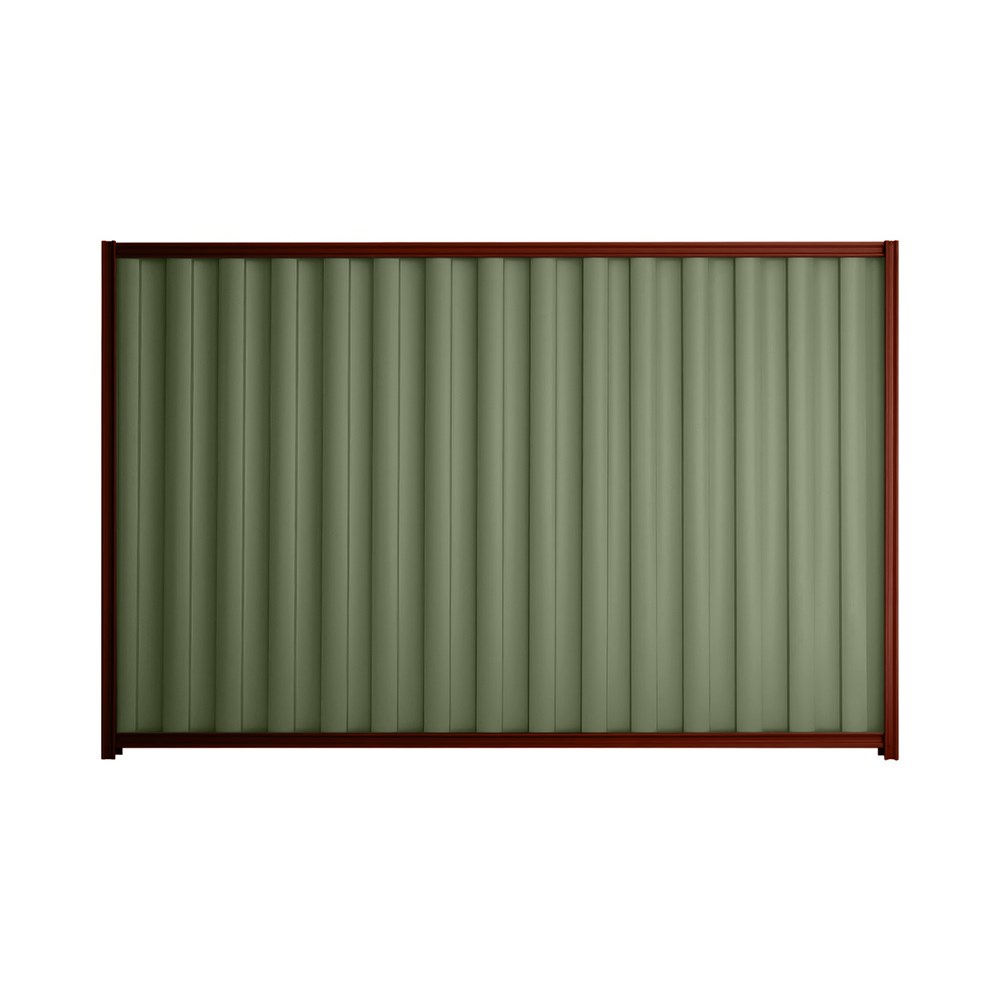 Good Neighbour® Wavelok® 2100mm High Fence Panel Sheet: Mist Green Post/Track: Heritage Red