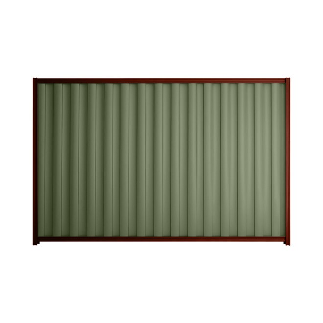 Good Neighbour® Wavelok® 2100mm High Fence Panel Sheet: Mist Green Post/Track: Heritage Red