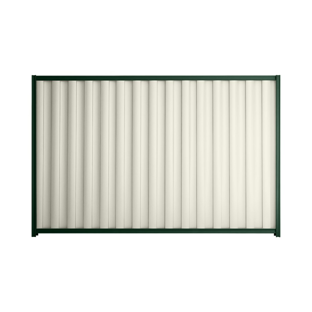 Good Neighbour® Wavelok® 2100mm High Fence Panel Sheet: Off White Post/Track: Caulfield Green