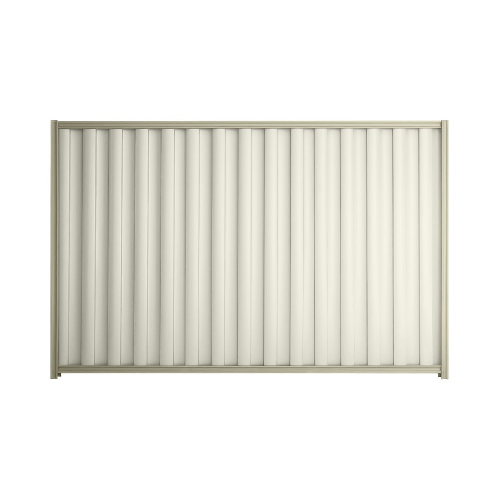 Good Neighbour® Wavelok® 2100mm High Fence Panel Sheet: Off White Post/Track: Moss Vale Sand