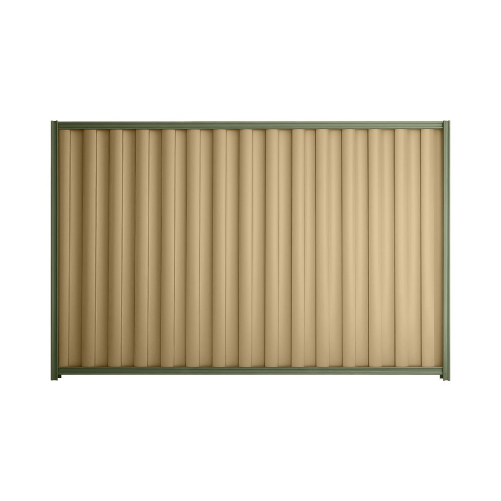 Good Neighbour® Wavelok® 2100mm High Fence Panel Sheet: Wheat Post/Track: Mist Green