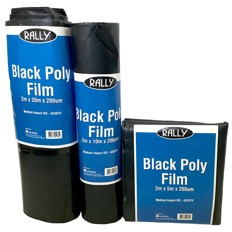 Poly Pre-Packed Builders Sheet 2m x 20m x 200UM Black IR2 Medium Impact